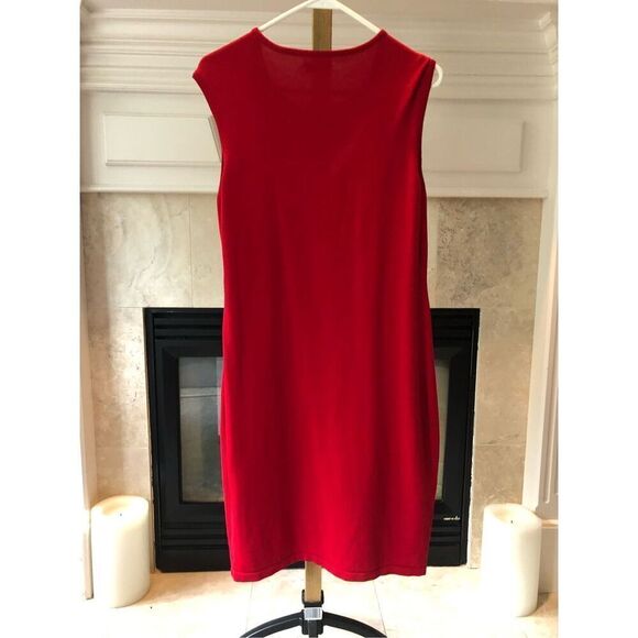 Calvin Klein Women’s Red Eyelet-Slit Front Bodycon Elegant Sleeveless Tank Dress - Picture 2 of 8